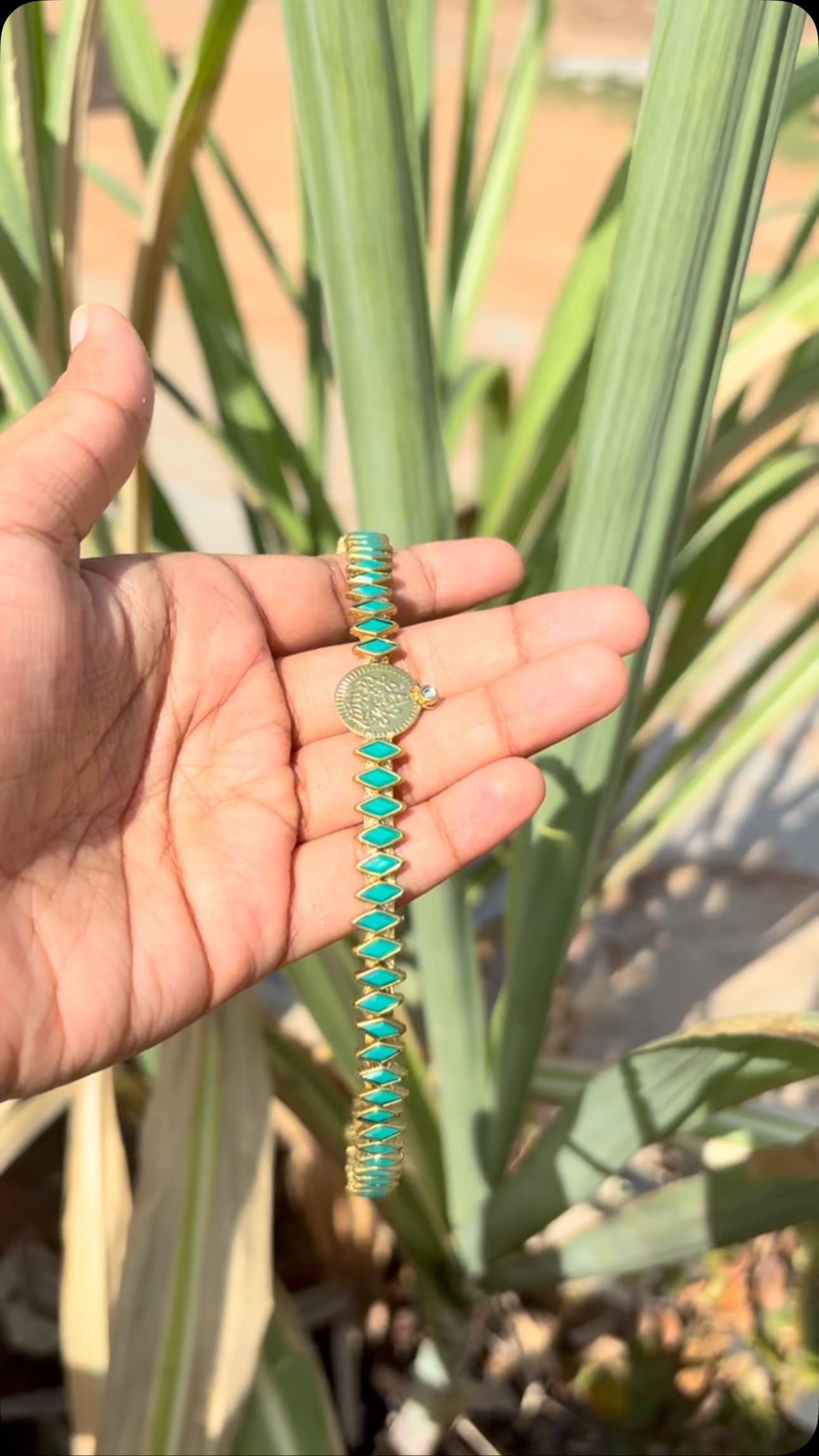 Turquoise Kundan Kids Headband