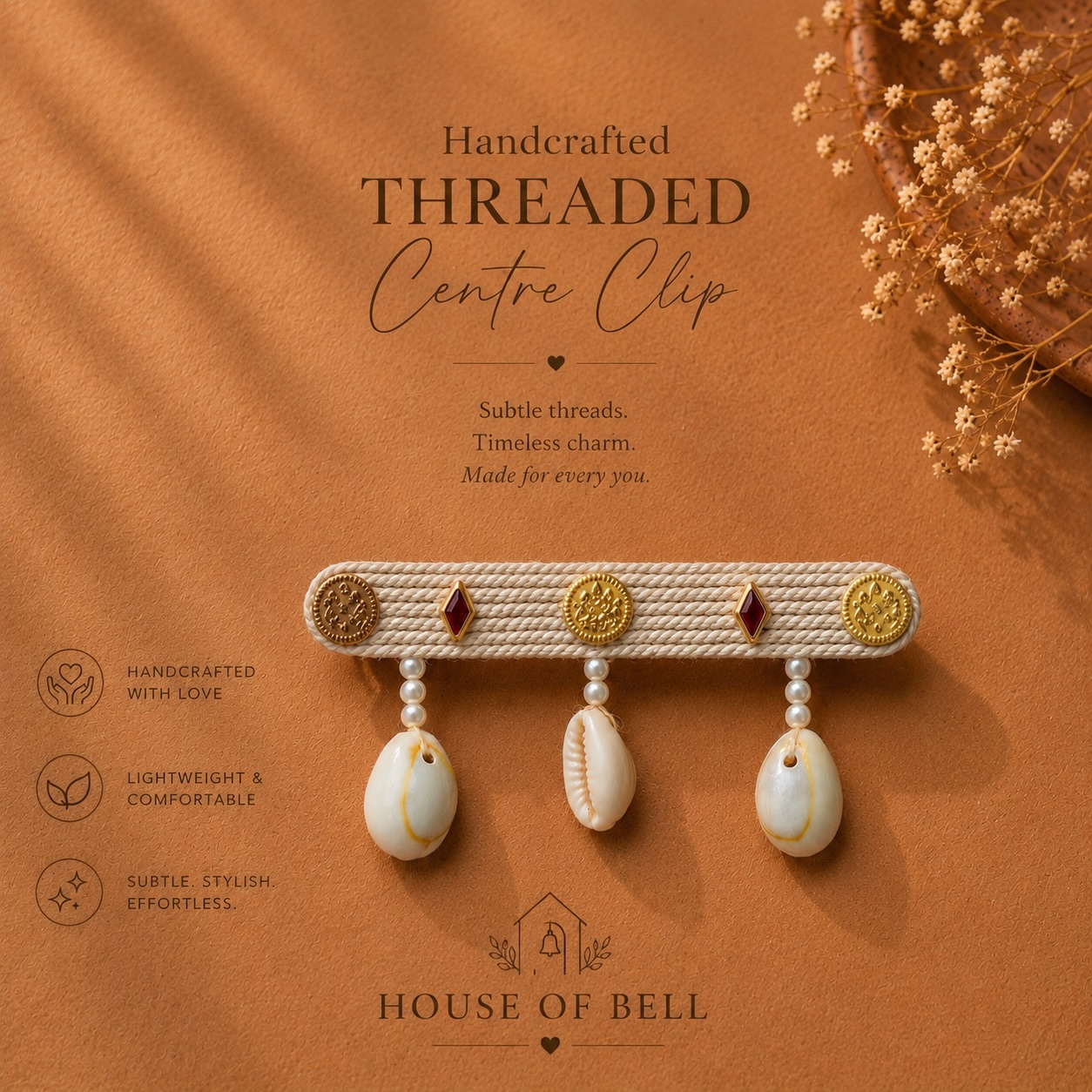 Ivory Coin Threaded Centre Clip