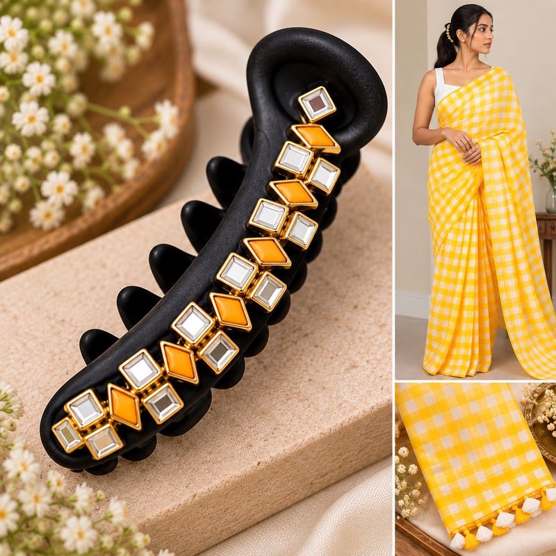 White and yellow checked